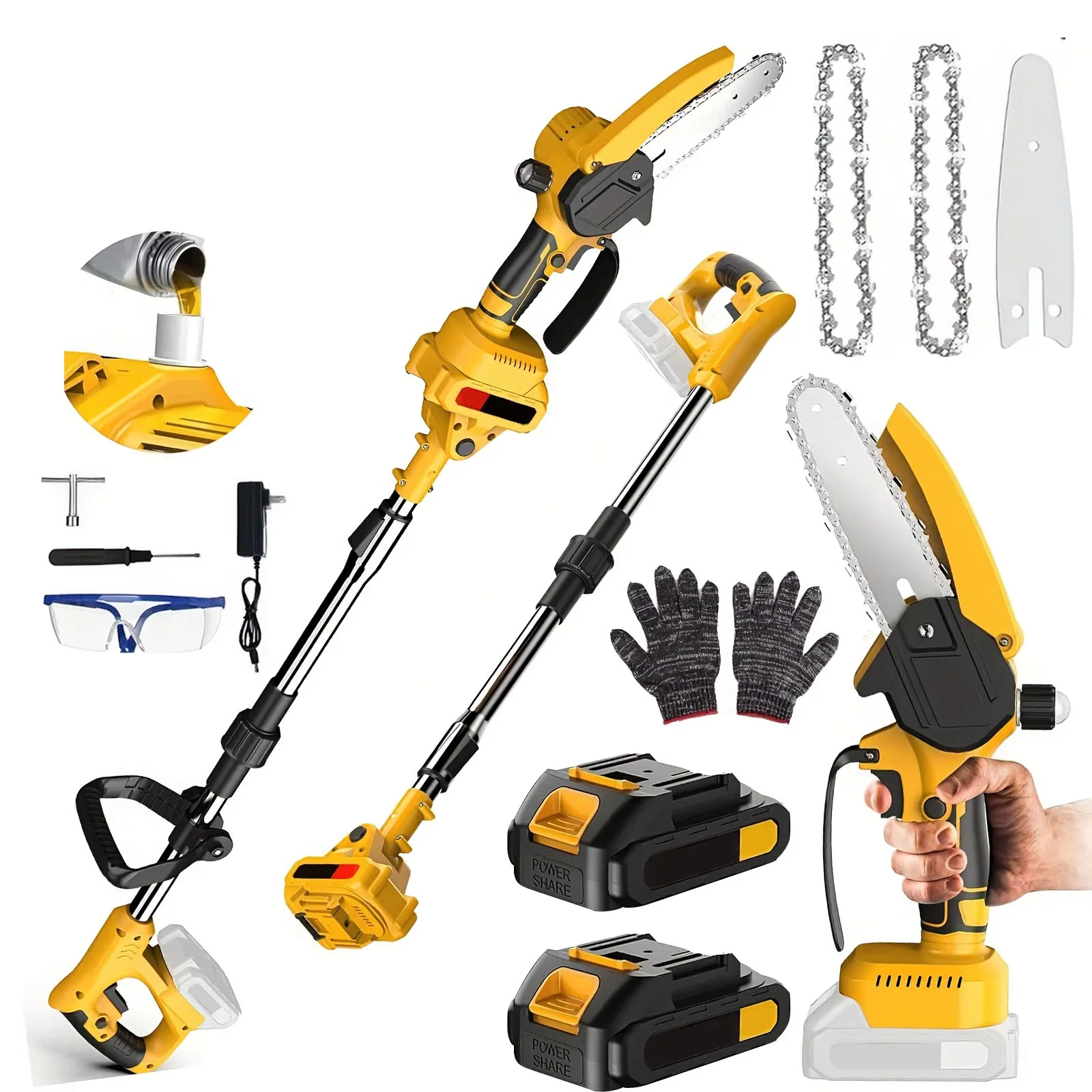 Sierra Inalámbrica 6 Pulgadas Telescópica para Jardinería