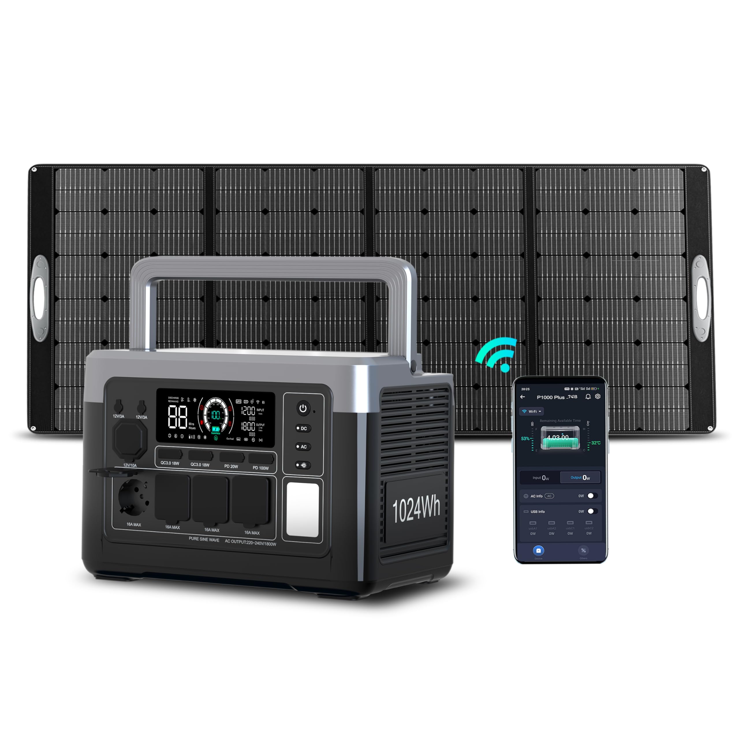 Estación de energía portátil OUKITEL P1000 PLUS, generador Solar de 1800W