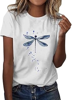 Camiseta Mujer Verano Estampado Floral Tops Manga Corta Otoño Invierno Cuello