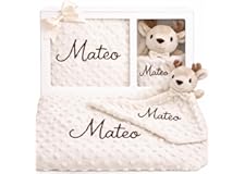 Pack Manta Bebe Personalizada con Nombre, Doudou Bordado Regalo Personalizado