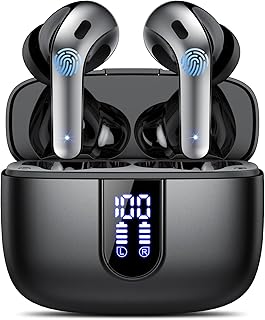 Auriculares Inalámbricos Bluetooth, Auriculares Bluetooth 5.3, 4 Mic con Reducción de Ruido ENC, 50H con Graves, Cascos In...