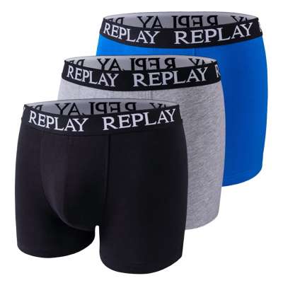 Pack de 3 REPLAY Basic Cuff Logo Hombre Calzoncillos bóxer
