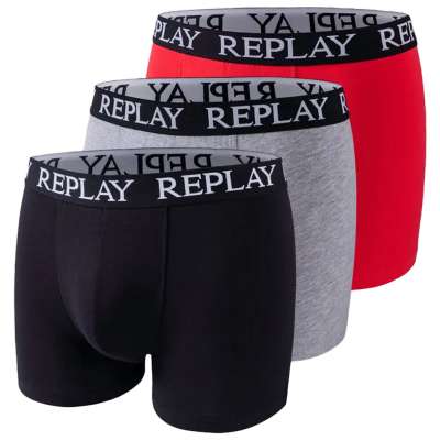 Pack de 3 REPLAY Basic Cuff Logo Hombre Calzoncillos bóxer