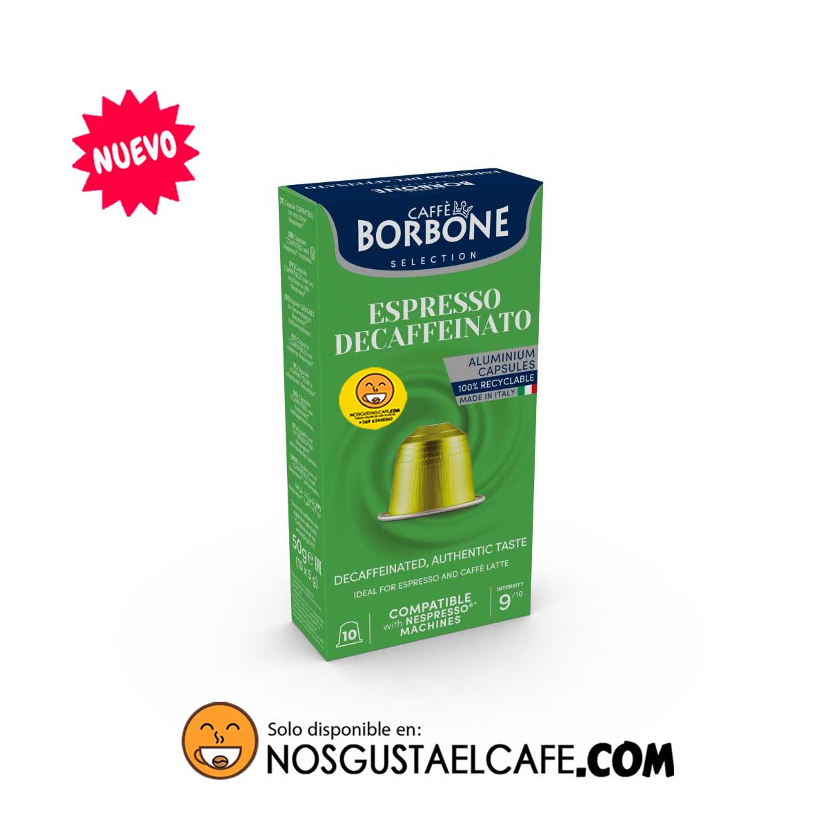 Crema del Caffè Compatible con Máquinas Nespresso, 120 Cápsulas Descafeinado Natural, Equilibrado con Notas de Chocolate y Especias