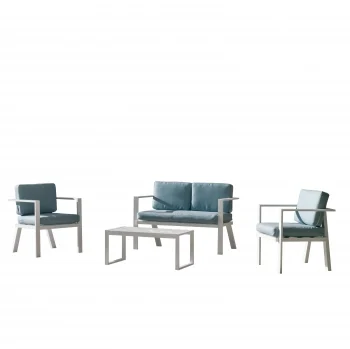 Sofá conjunto Hevea Jardín de aluminio Azores 7 en blanco