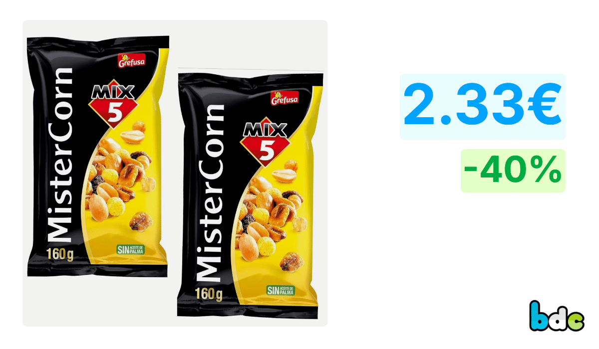 Cóctel de frutos secos MisterCorn mix frutas de cajú bolsa 160 g