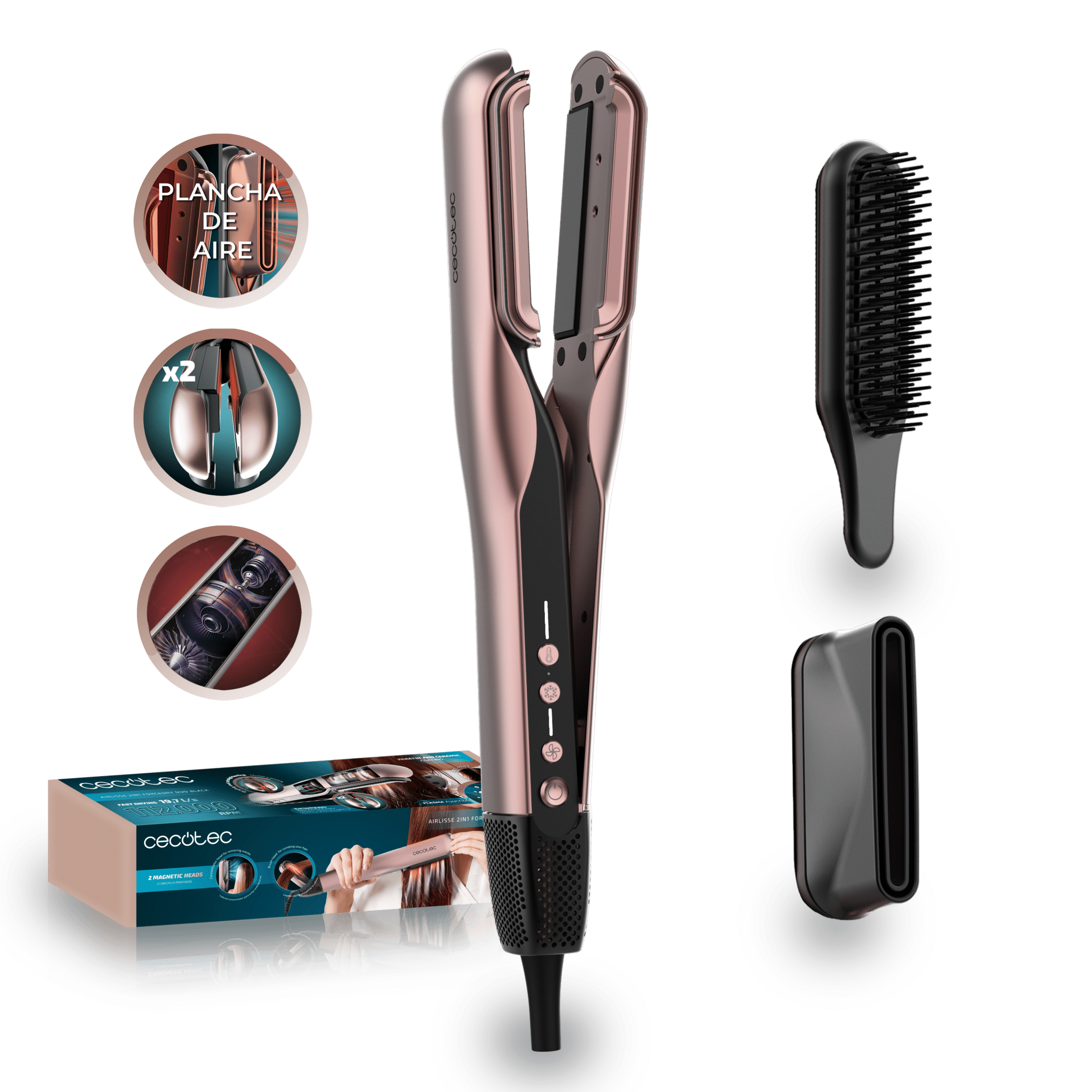 Plancha de pelo AirLisse 2in1 ForceDry Duo con aire