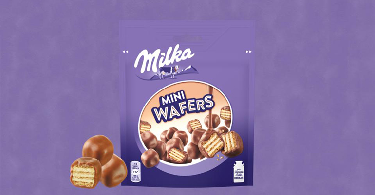 Milka Mini Wafers Galletas Barquillo con Relleno, 110G x 2
