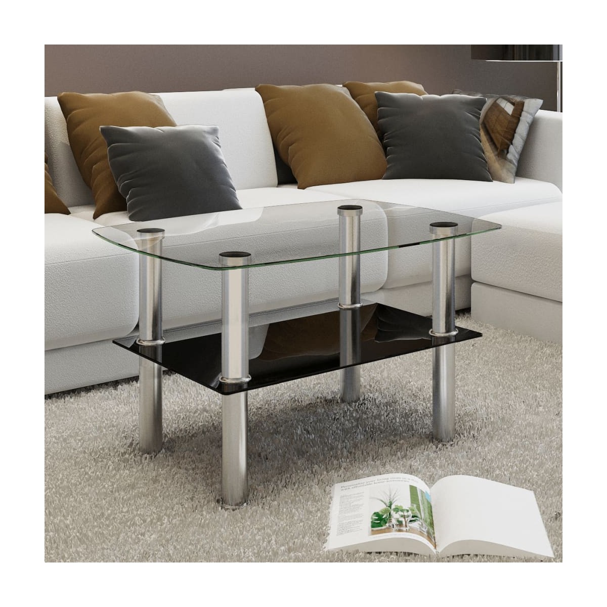 Mesa de centro de dos niveles, altura 80 cm, marca HARMONY