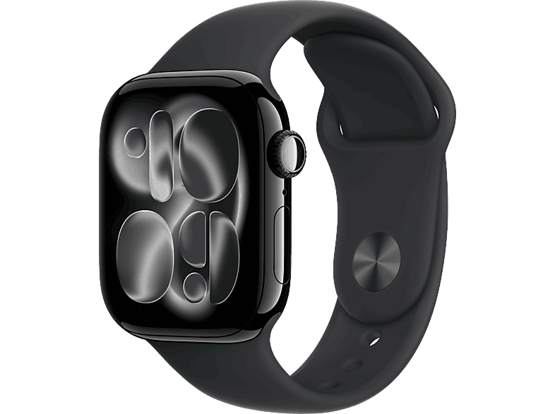 Apple Watch Series 11 2025 , GPS, 42 mm, Caja de aluminio Negro Azabache, Correa deportiva Negra, S/M, Calidad del sueño- 41mm a 379 · Mediamarkt - 34