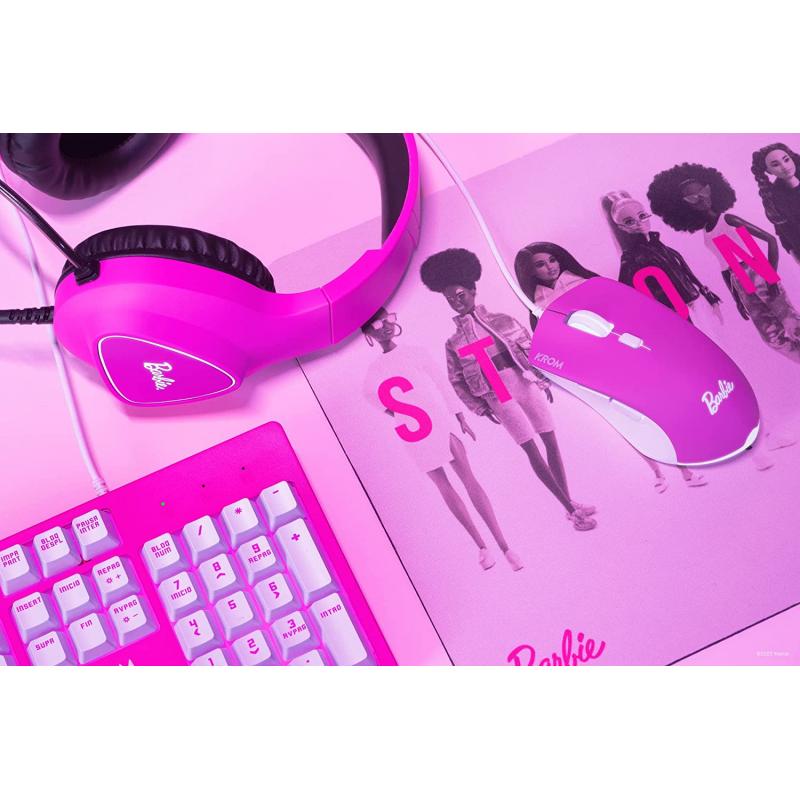 KROM Kit teclado, ratón y alfombrilla edición Barbie KANDY