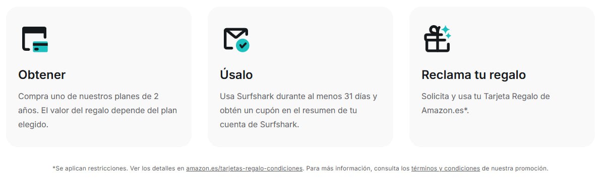Plan Surfshark 2 años con en Amazon