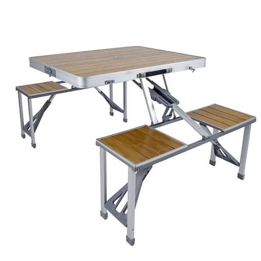 Mesa de picnic plegable de bambú