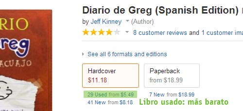 Recopilación de libros segunda mano en Amazon