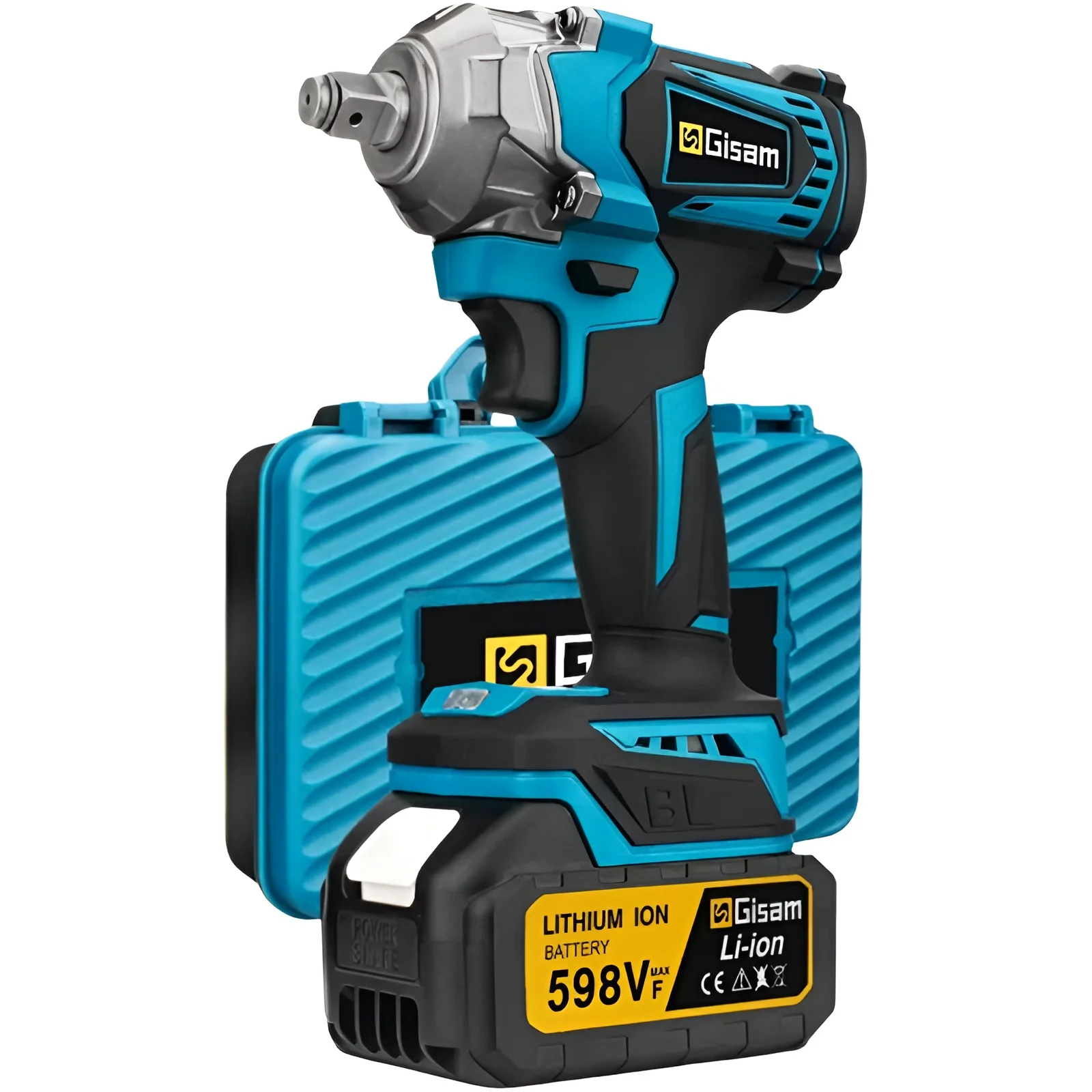 Llave de impacto eléctrica sin escobillas Gisam 1200N.M, destornillador de 1/2 pulgada, herramientas de llave eléctrica inalámbrica para baterías Makita de 18V.