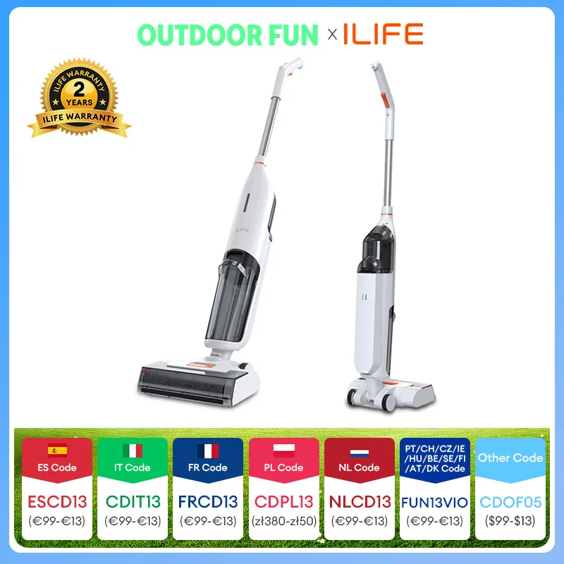 ILIFE W90/W90 Pro Mopa Inteligente Inalámbrica para Limpieza en Seco y Húmedo, Succión de 5500/7000 Pa, Autolimpieza en 1 Minuto, Tanque de Agua Doble Grande