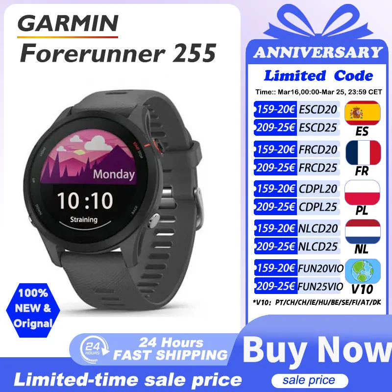 Garmin Forerunner 255 Smartwatch 46mm con pantalla a color, 14 días de duración de la batería