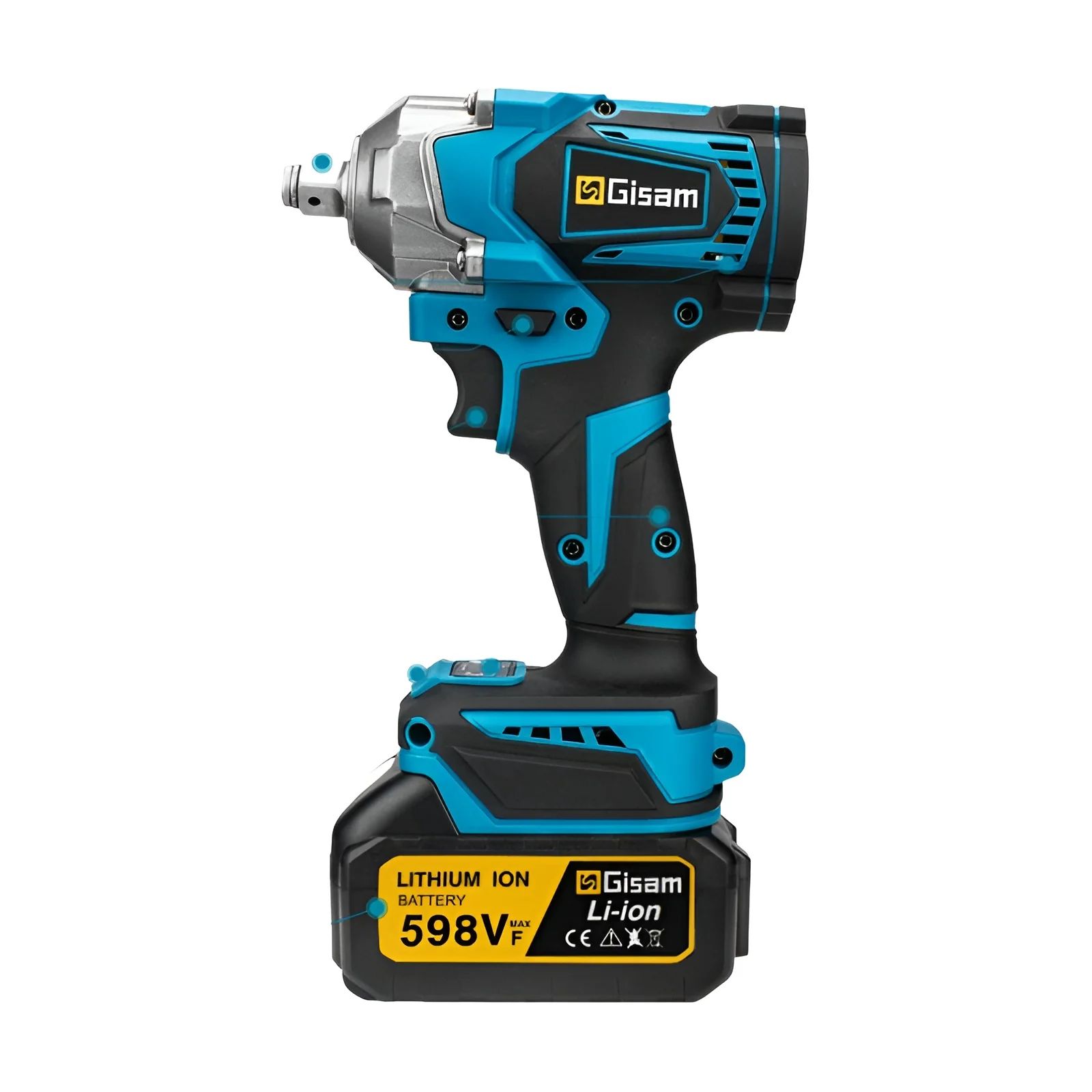 Gismis-llave de impacto eléctrica sin escobillas, Torque de 1200N.M, destornillador inalámbrico de 1/2 pulgadas, herramienta eléctrica para Pin de batería Makita de 18V