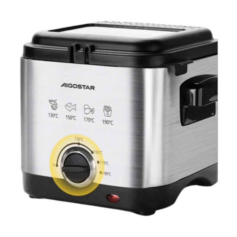 Freidora de 1,5 L, Temperatura Ajustable, Gran Ventana Transparente, Bol Antiadherente, Acero Inoxidable de Tipo 304, 1000 W