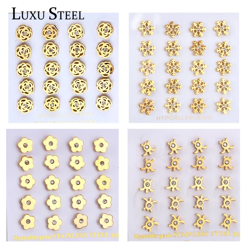 LUXUSTEEL, 10 pares de pendientes delicados de circonita cúbica para mujer y niña