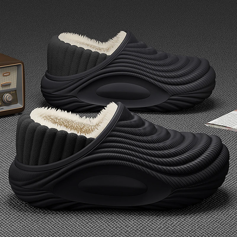 Zapatillas de interior cálidas de felpa impermeables de EVA para mujer