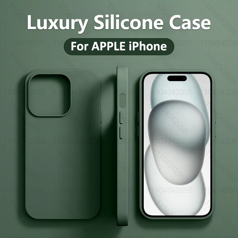 Funda de teléfono de silicona líquida de lujo para Apple iPhone