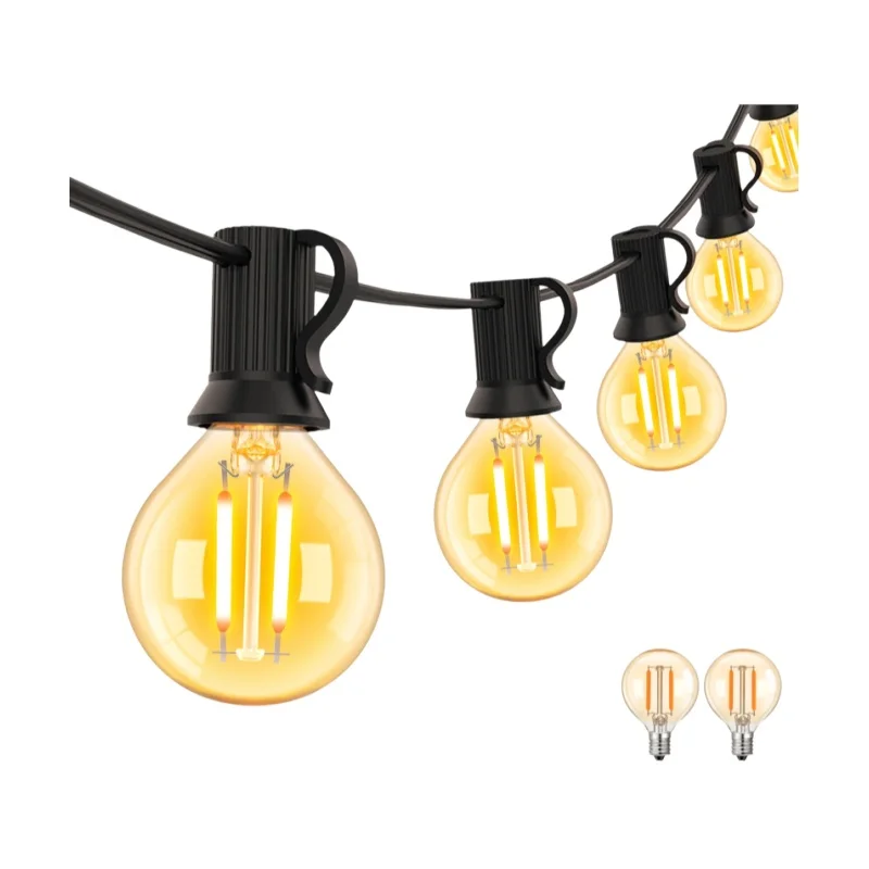Guirnalda de luces LED para decoración de exteriores G40, globo, bombilla de cristal ámbar, regulable