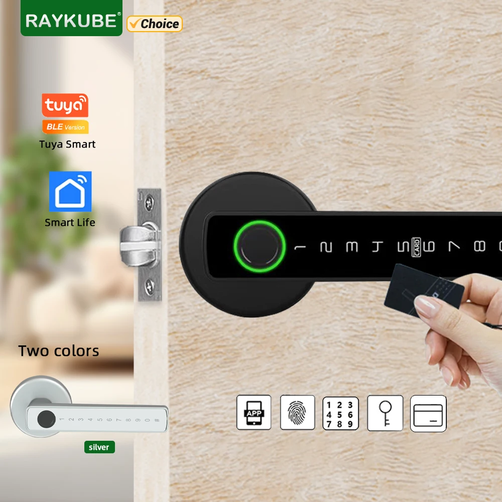 Cerradura de puerta inteligente RAYKUBE M5 con huella dactilar