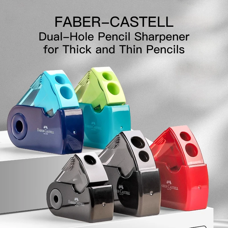 FABER-CASTELL Mini Sacapuntas Manual Doble Agujero para Lápices Gruesos y Finos
