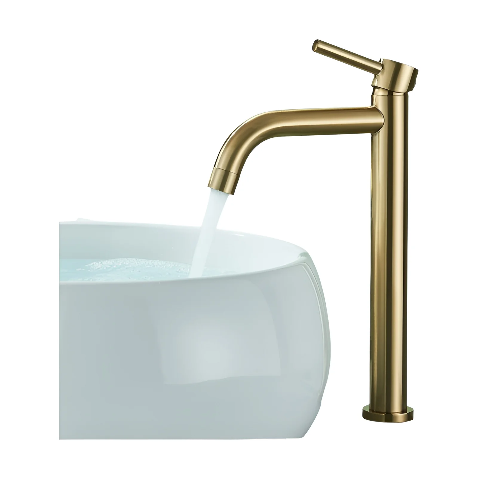 Grifo mezclador para lavabo dorado cepillado