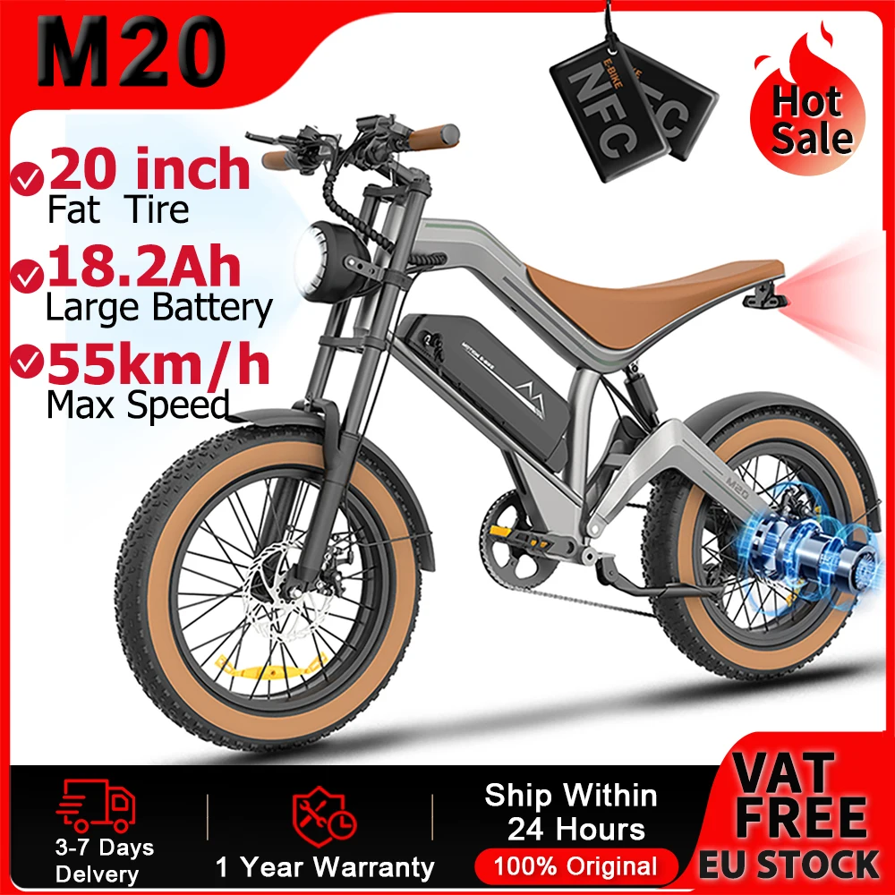 Bicicleta Eléctrica para Adultos M20, 1500W, Velocidad Máxima de 55 km/h