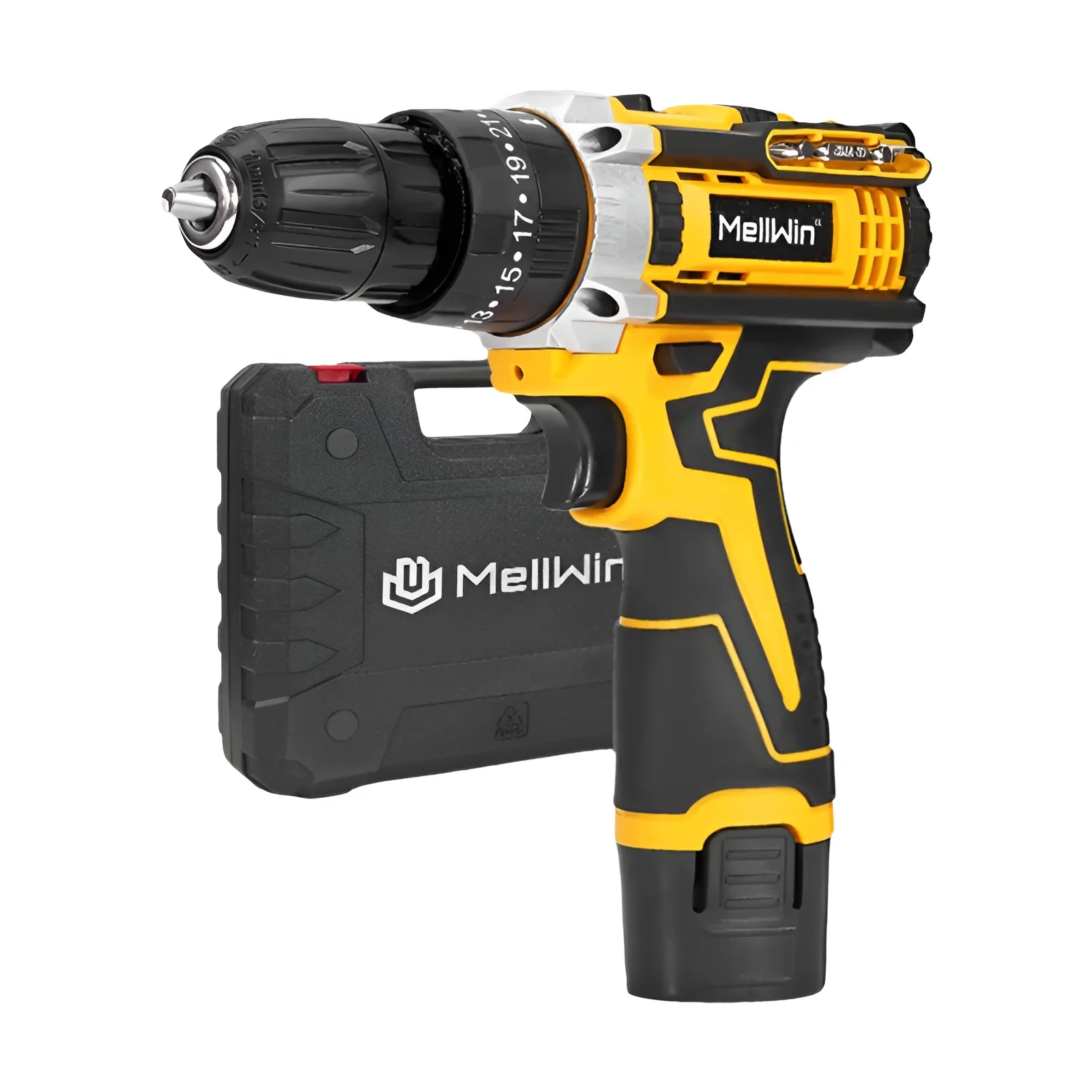 Taladro Inalámbrico Mellwin 12V con Destornillador y Control de Potencia Ajustable