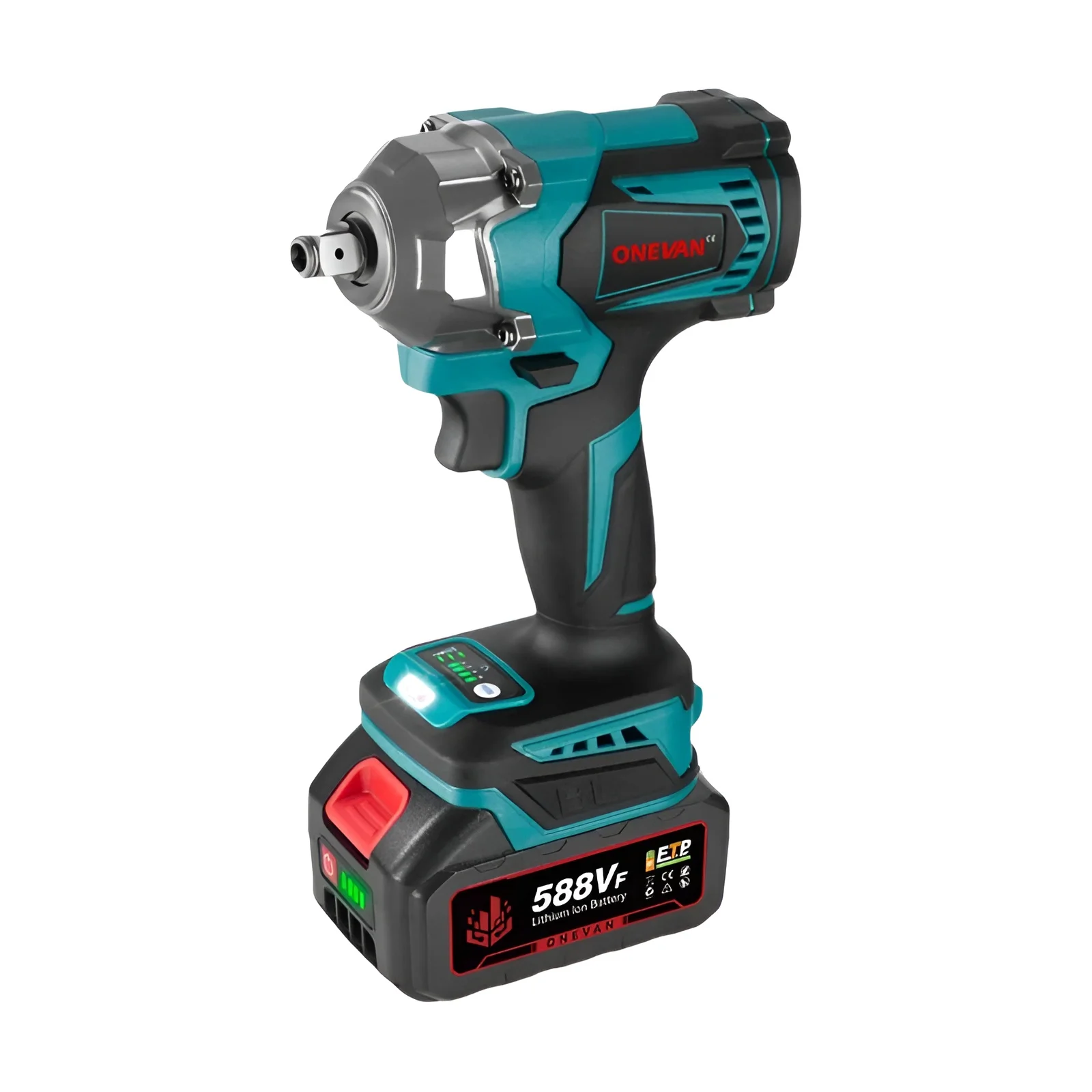 ONEVAN 1200N.M Llave de impacto eléctrica sin escobillas 3 funciones 1/2 "destornillador portátil inalámbrico herramientas de taladro para Pin de batería Makita