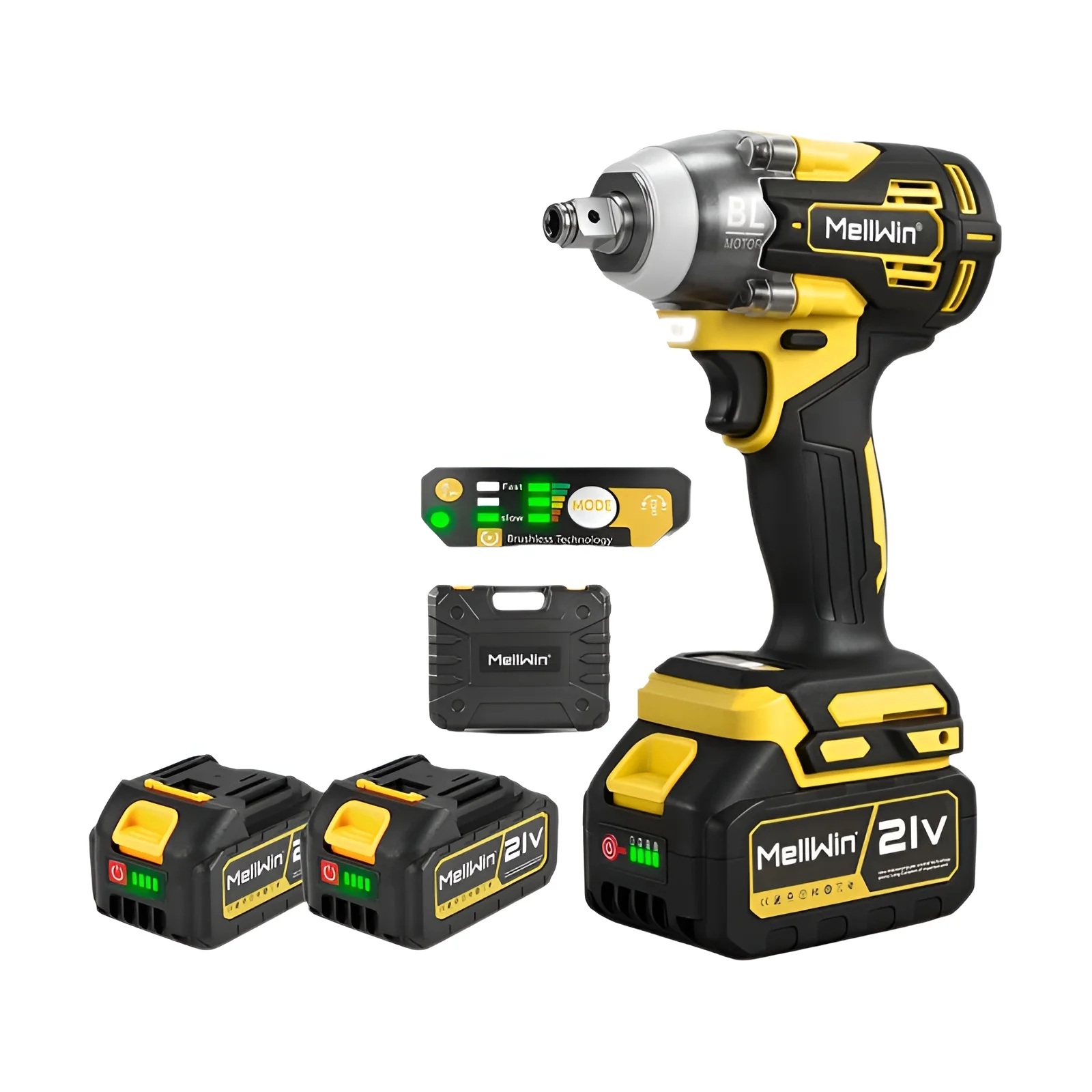 Llave de Impacto Eléctrica Inalámbrica MELLWIN 520N·m, Taladro Eléctrico Inalámbrico, Destornillador, Herramienta de Reparación de Automóviles, Compatible con Batería Makita de 18V