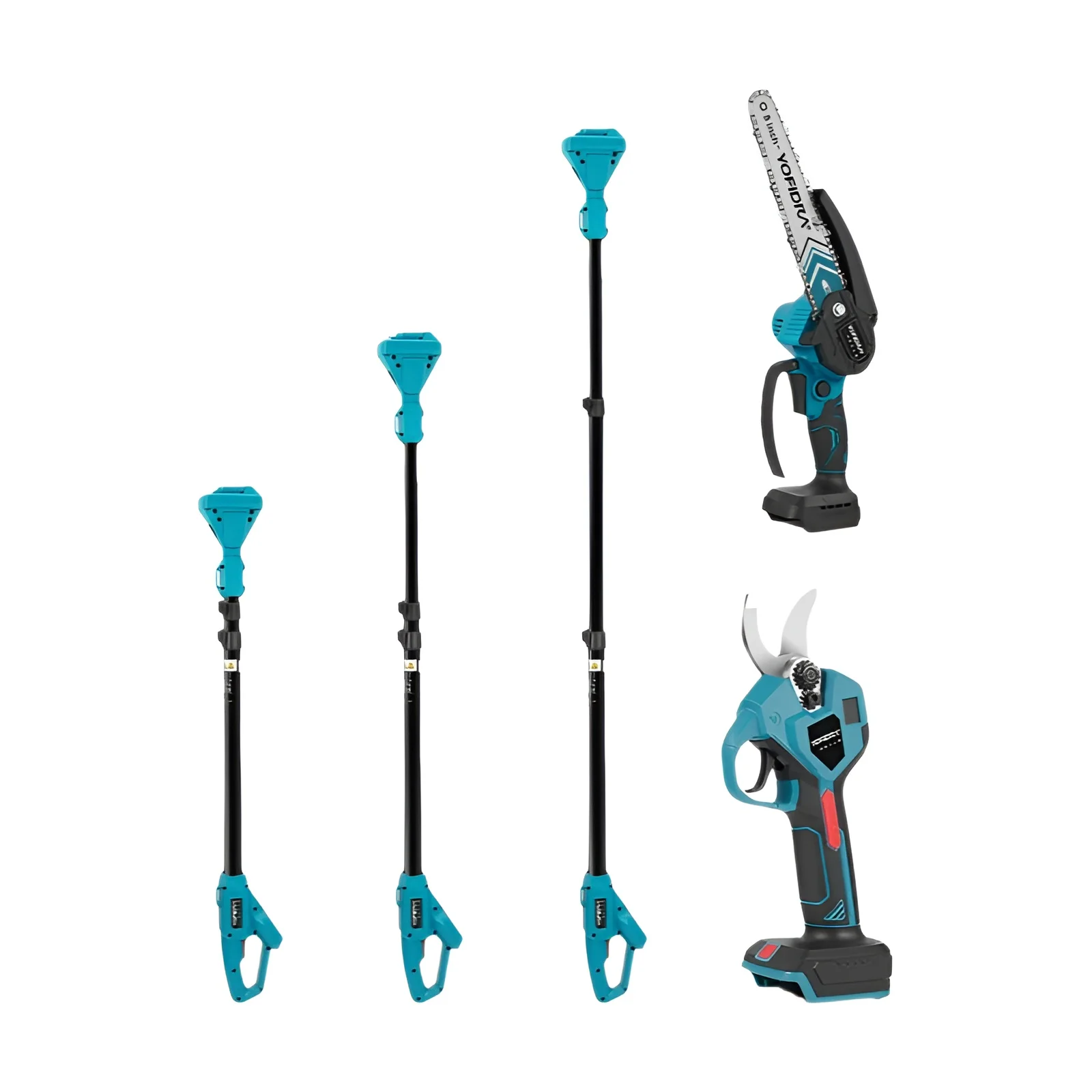 YOFIDRA 3 en 1 poste telescópico sin escobillas tijeras eléctricas de 32MM motosierra de 8 pulgadas poda alta de jardín para Pin de batería Makita de 18V