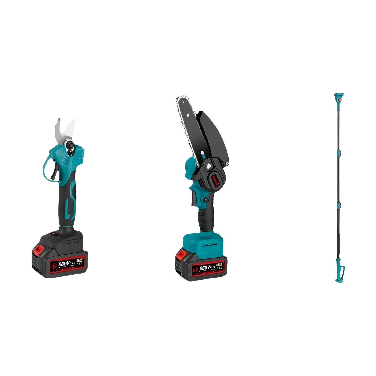 Motosierra y tijeras de podar ONEVAN 3500W 3 en 1 sin escobillas para ramas altas, herramienta de corte para jardín con pértiga telescópica para batería Makita.