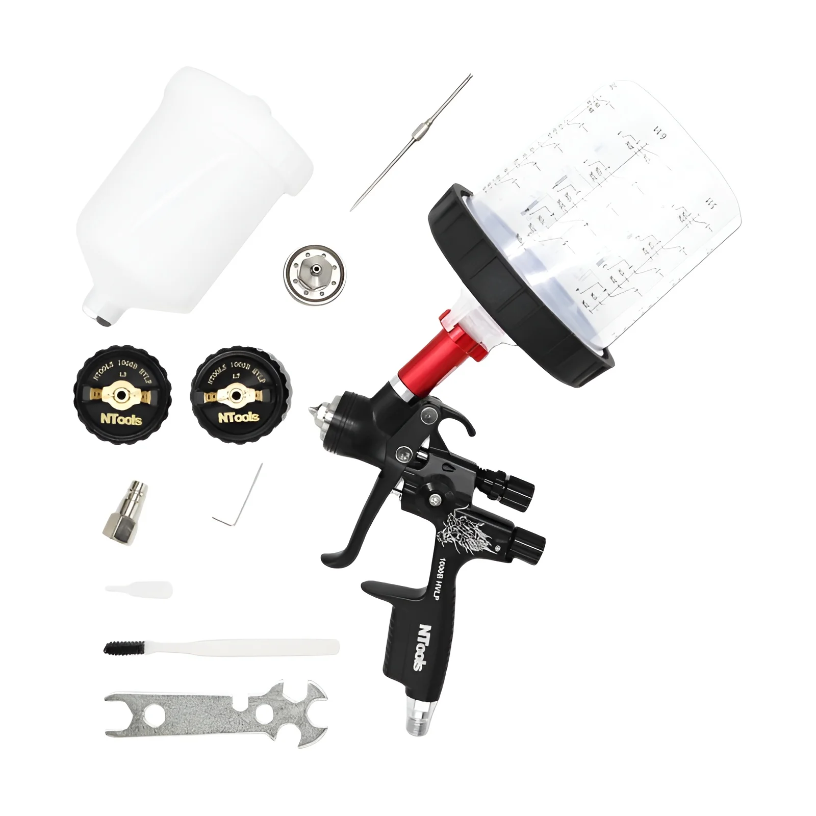 Pistola pulverizadora Hvlp con adaptador y tanque mixto, pistolas de pintura para reparación de automóviles, boquilla de 1,3 y 1,7mm para pintar, pistola pulverizadora de aire a base de agua