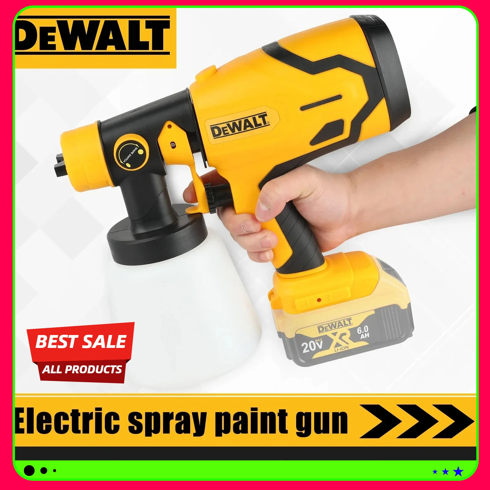 Pistola pulverizadora de pintura inalámbrica DEWALT, 1000ML, alta potencia para automóviles, muebles y revestimientos de acero, herramienta de aerógrafo eléctrico para profesionales