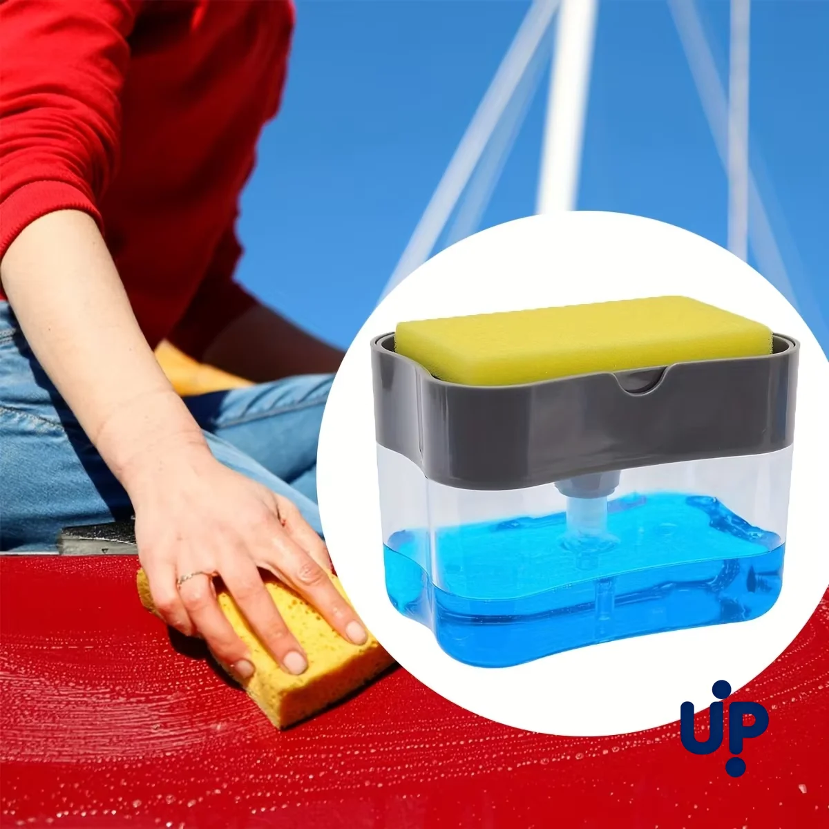 Dispensador de jabón para platos de cocina con soporte para esponja