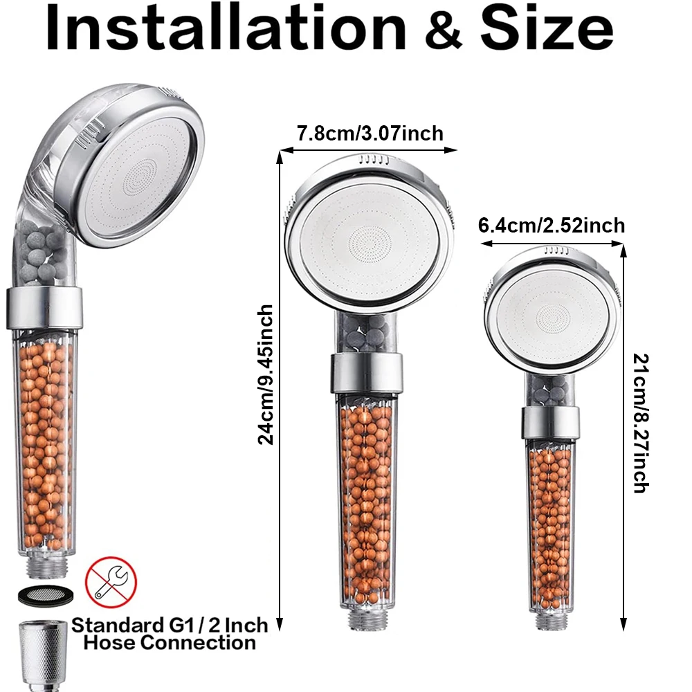 Cabezal de ducha con filtro de piedra caliza, cabezales de ducha transparentes ABS