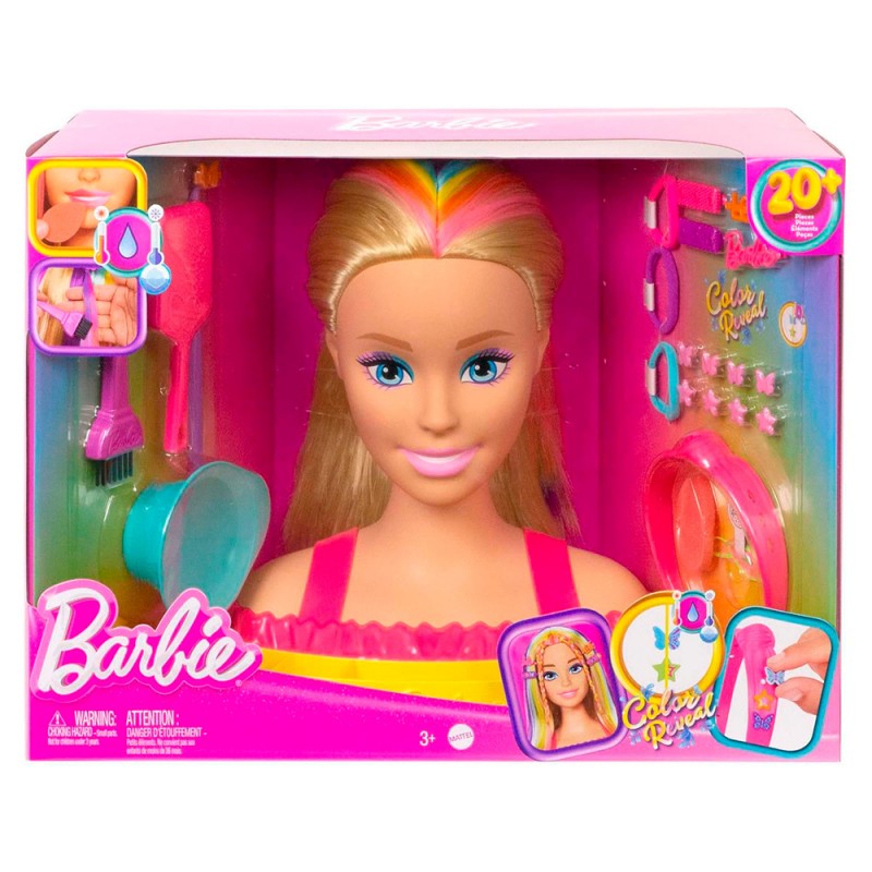 Mattel busto Barbie rubia con 20 accesorios