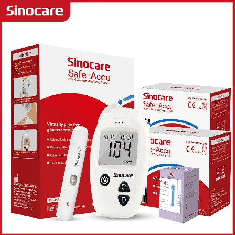 Kit de glucómetro Sinocare Safe-Accu para medir glucosa en sangre