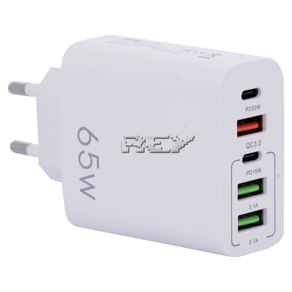 Cargador de carga rápida 65W con 5 puertos