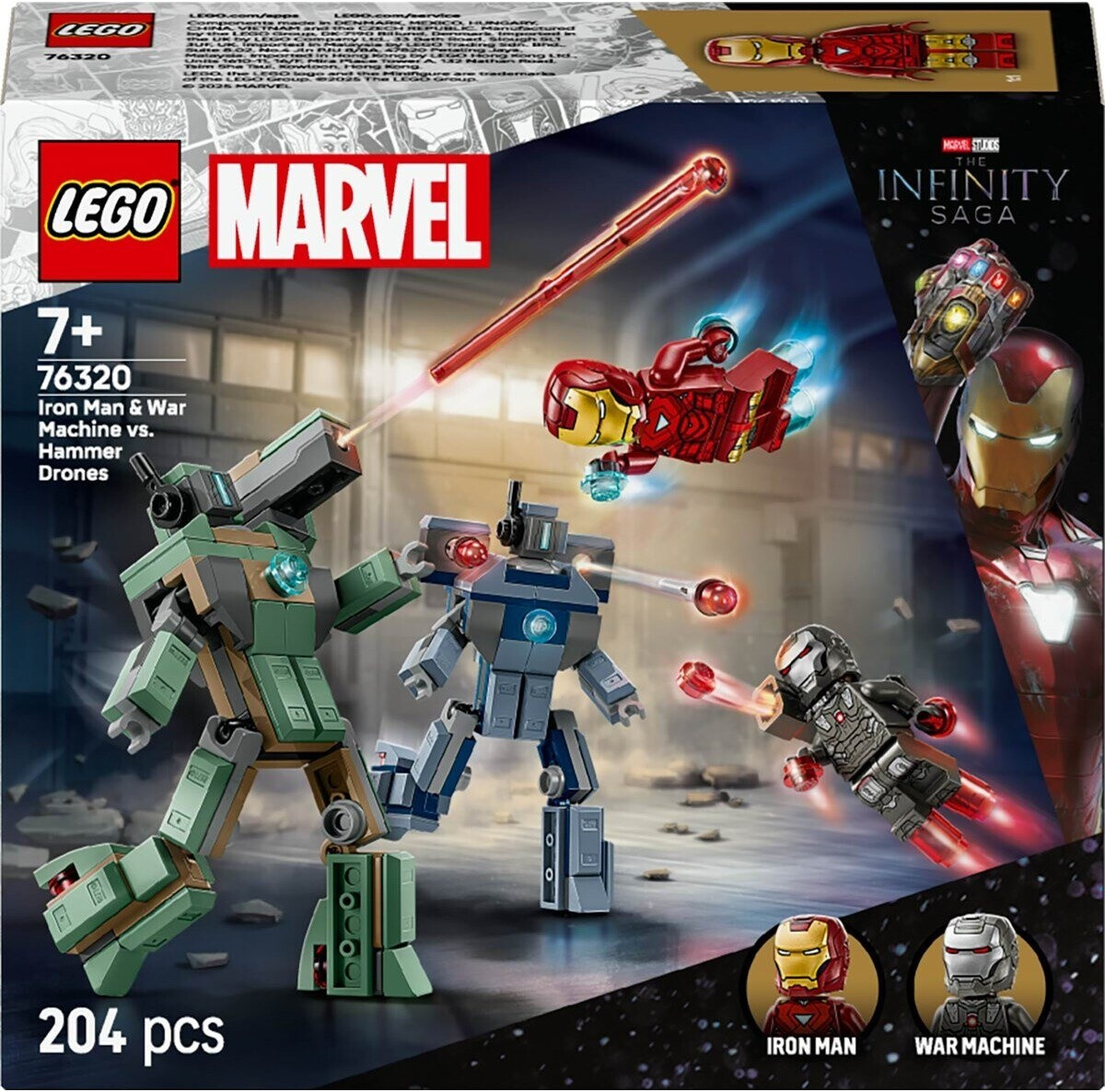 LEGO Marvel Iron Man y Máquina de Guerra vs. Drones de Hammer 76320