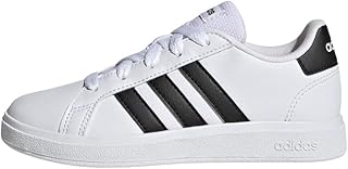 adidas Grand Court Lifestyle Tennis Lace-Up Shoes para niños, Zapatillas de Tenis Unisex Cloud White/Core Black