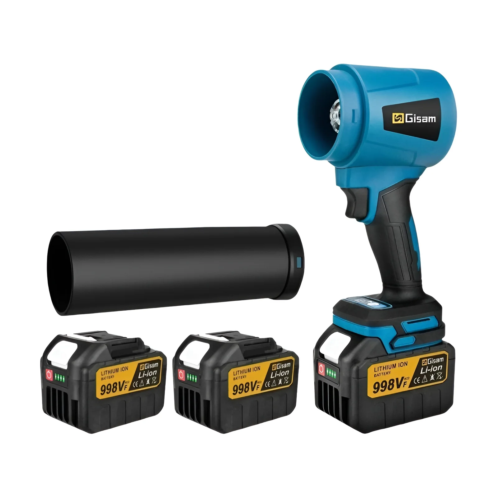 Gismo 300000 Sopladores Turbo eléctricos sin escobillas RPM, ventilador de chorro de 400 M/S, soplador de hojas de mano, soplado de polvo para pines de batería Makita de 18V