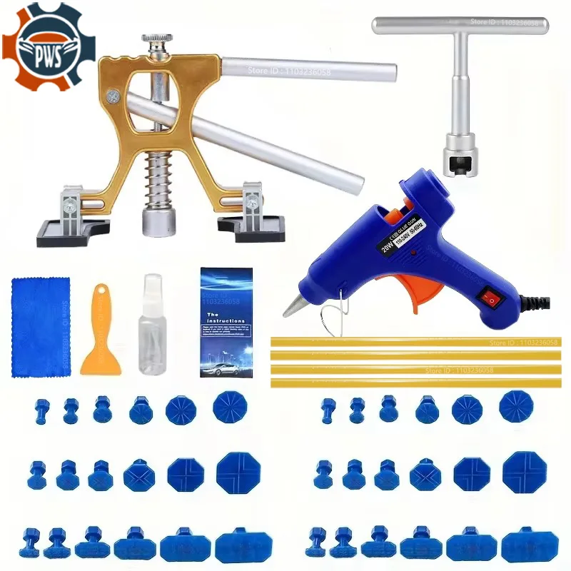 Kit de reparación de abolladuras PWSAuto para automóviles, extractor de abolladuras dorado