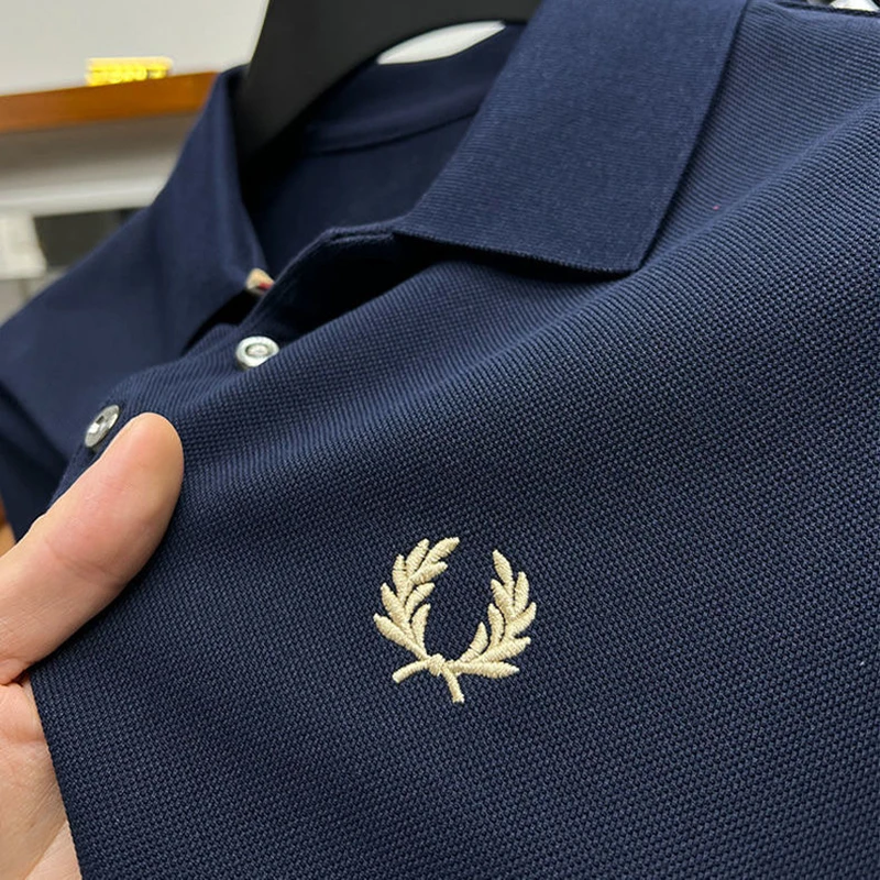 Camiseta polo bordada de manga corta para hombre, negocios y ocio, marca de lujo
