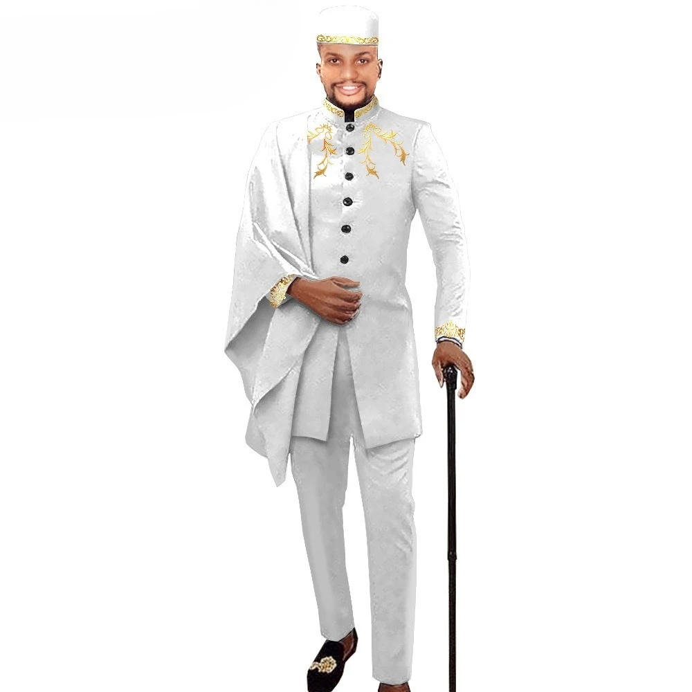 Traje Étnico Africano Moderno para Hombre con Conjunto de Tres Piezas