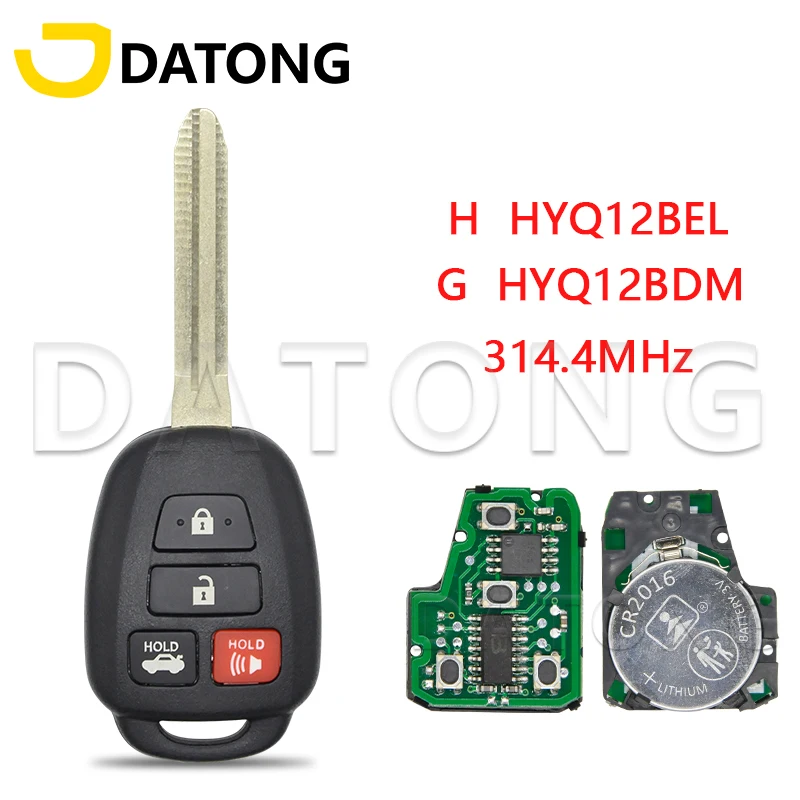 Datong World G 4D72/H 8A Chip 314,3 MHz llave remota de coche para Toyota Camry 2012-2016 Corolla 2014-2017 HYQ12BEL HYQ12BDM